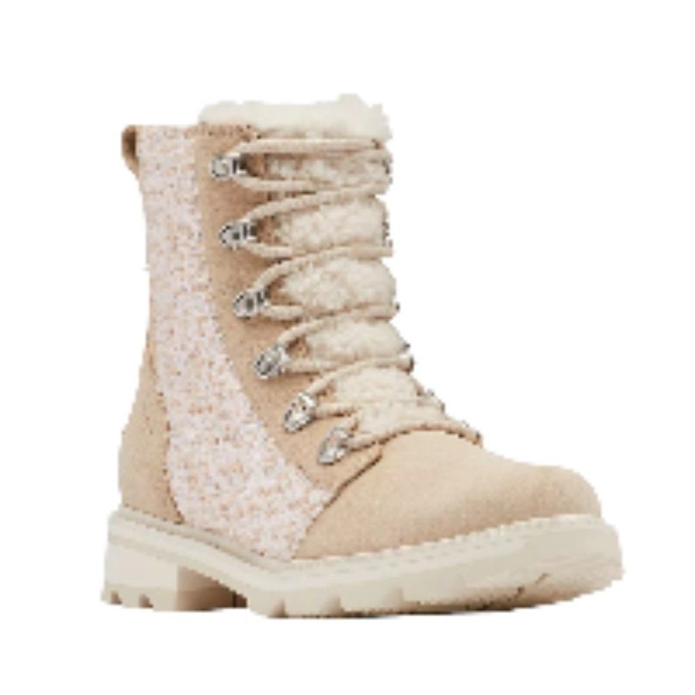 Sorel Lennox Lace Cozy Lug Sole Ancient Fossil Chalk 8 NWT